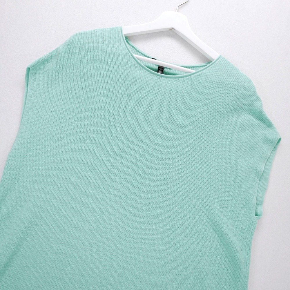 Eileen Fisher Blue Organic Linen Cotton Knit Tunic Top Large